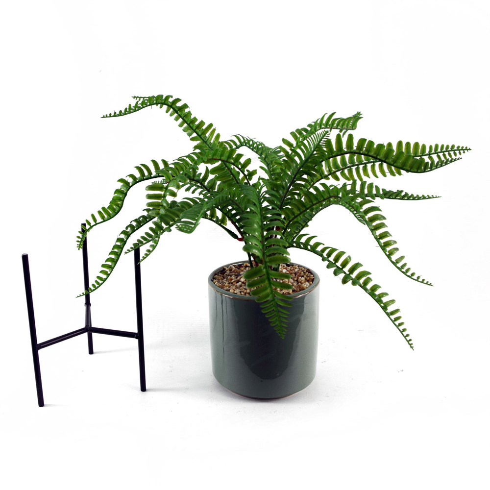 Leaf Fern Artificial Plant in Ceramic Planter and Stand 40cm Image 7