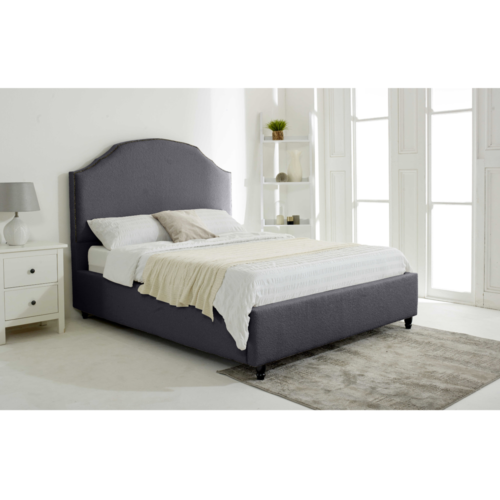 Eleganza Sareen King Size Steel Plush Velvet Bed Frame with Curved Headboard Image 3