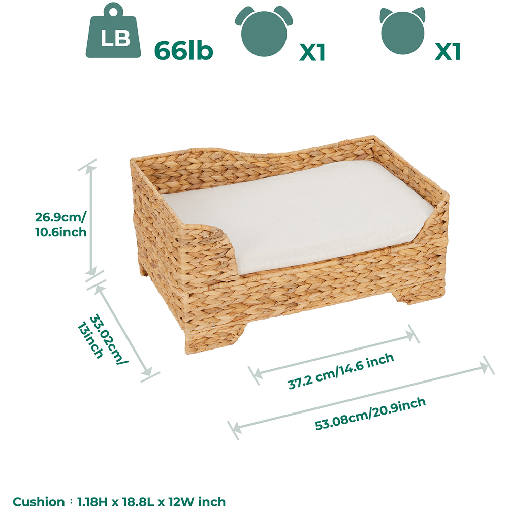 Teamson Pets Seagrass Weaving Cat Bed with Cushions Image 8