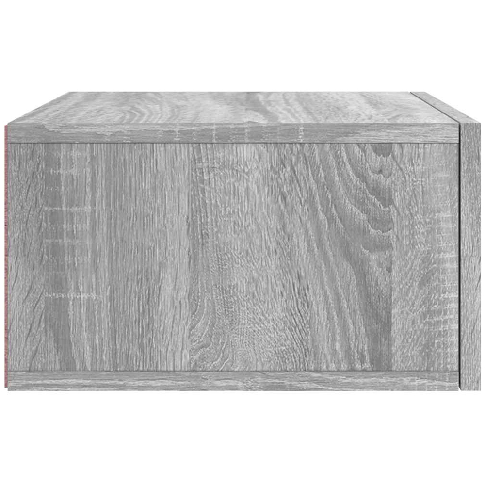 vidaXL Single Drawer Grey Sonoma Wall Mounted Bedside Cabinet with Black Handle Image 7