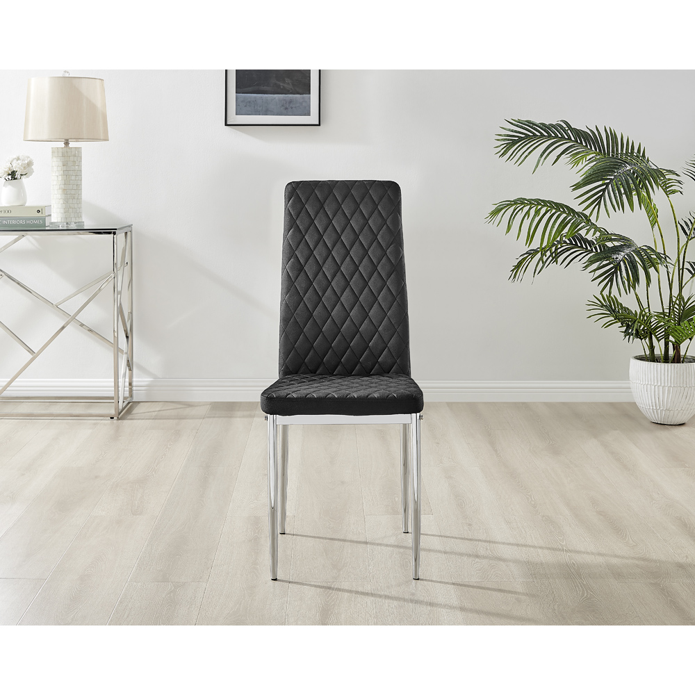 Furniturebox Molini Valera 4 Seater Dining Set Grey Gloss Black and Chrome Image 5