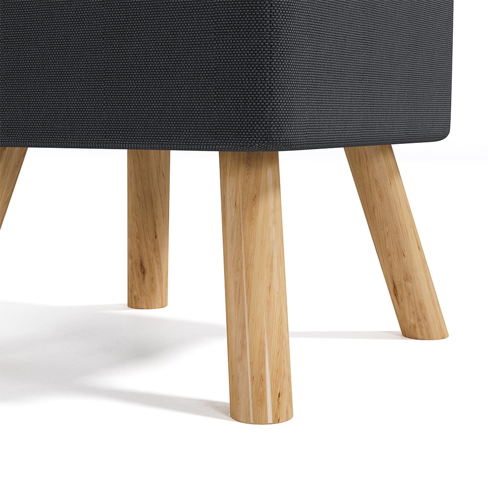 Living and Home Grey Linen Footstool Image 7