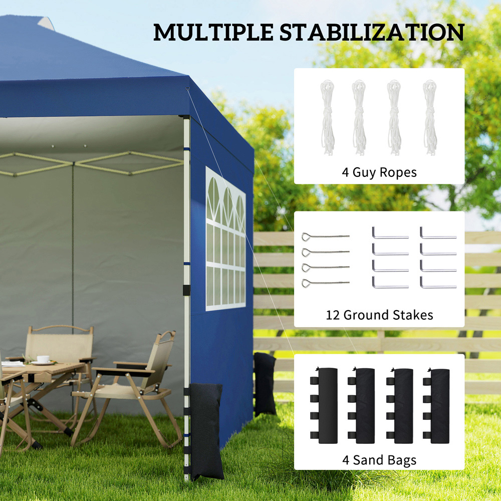 Outsunny 3 x 3m Dark Blue Pop Up Canopy Adjustable Gazebo Image 5