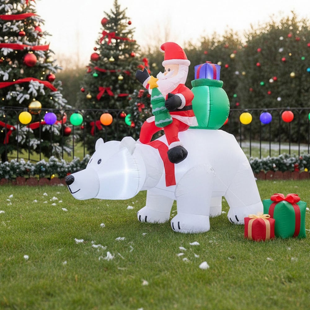 Living and Home Inflatable Multicolour Santa and Polar Bear LED Christmas Decoration 6ft Image 8