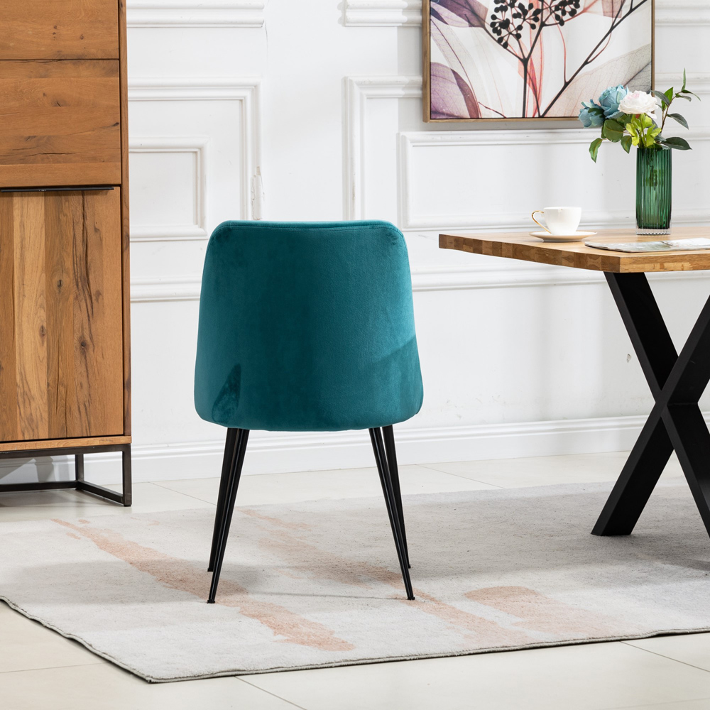 Artemis Home Morandi Set of 2 Teal Velvet Dining Chair Image 5