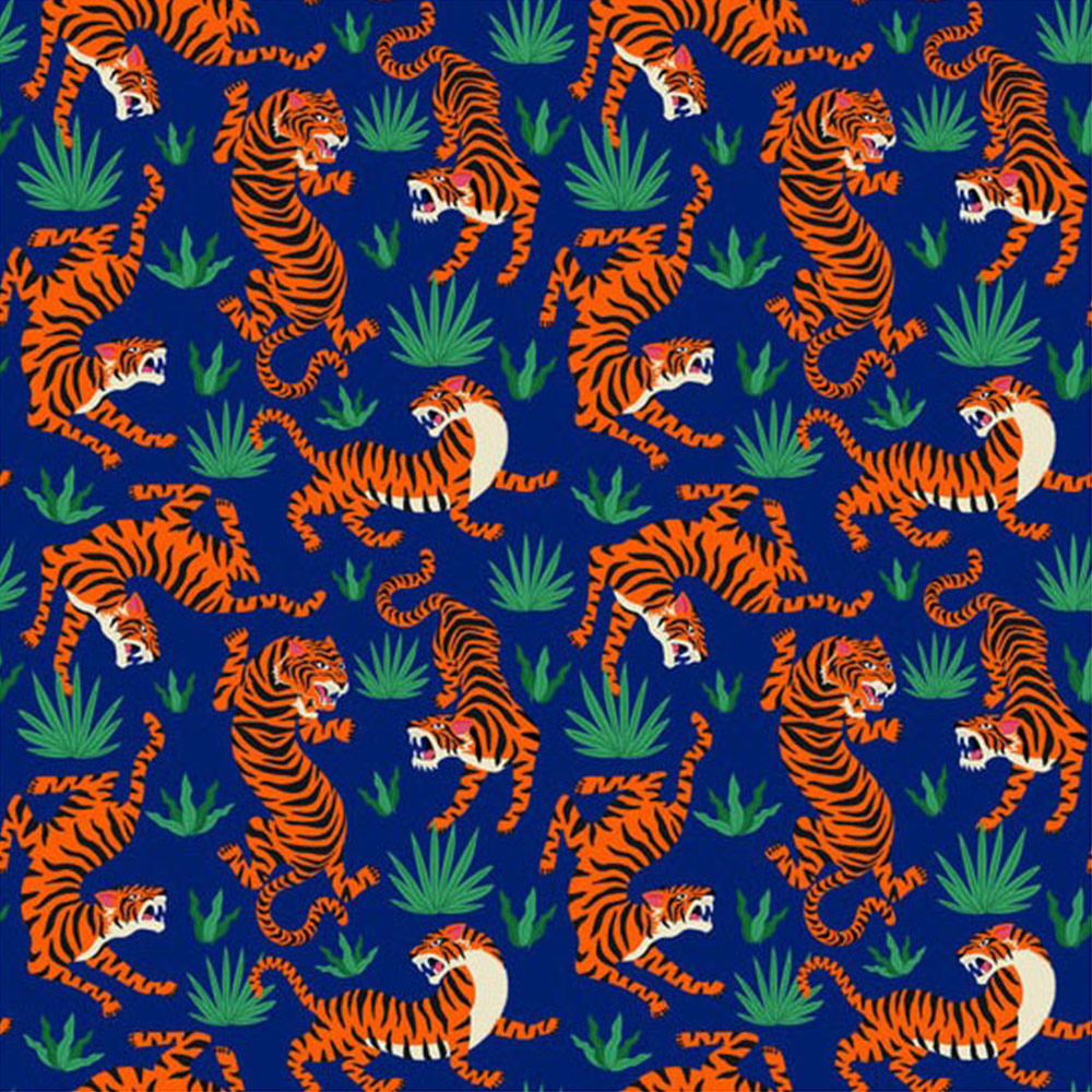 Bobbi Beck Eco Luxury Oriental Tiger Blue Wallpaper Image
