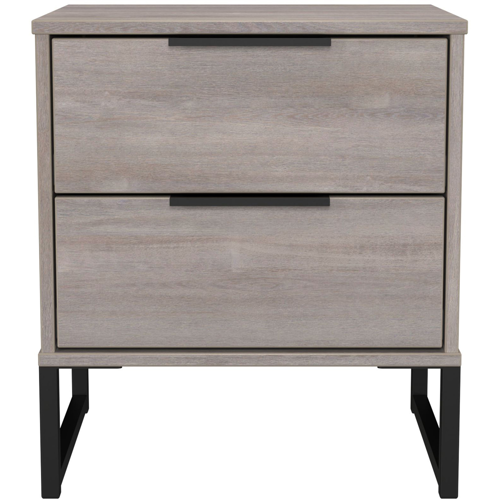 Crowndale Hong Kong 2 Drawer Grey Oak Compact Bedside Cabinet Ready Assembled Image 2