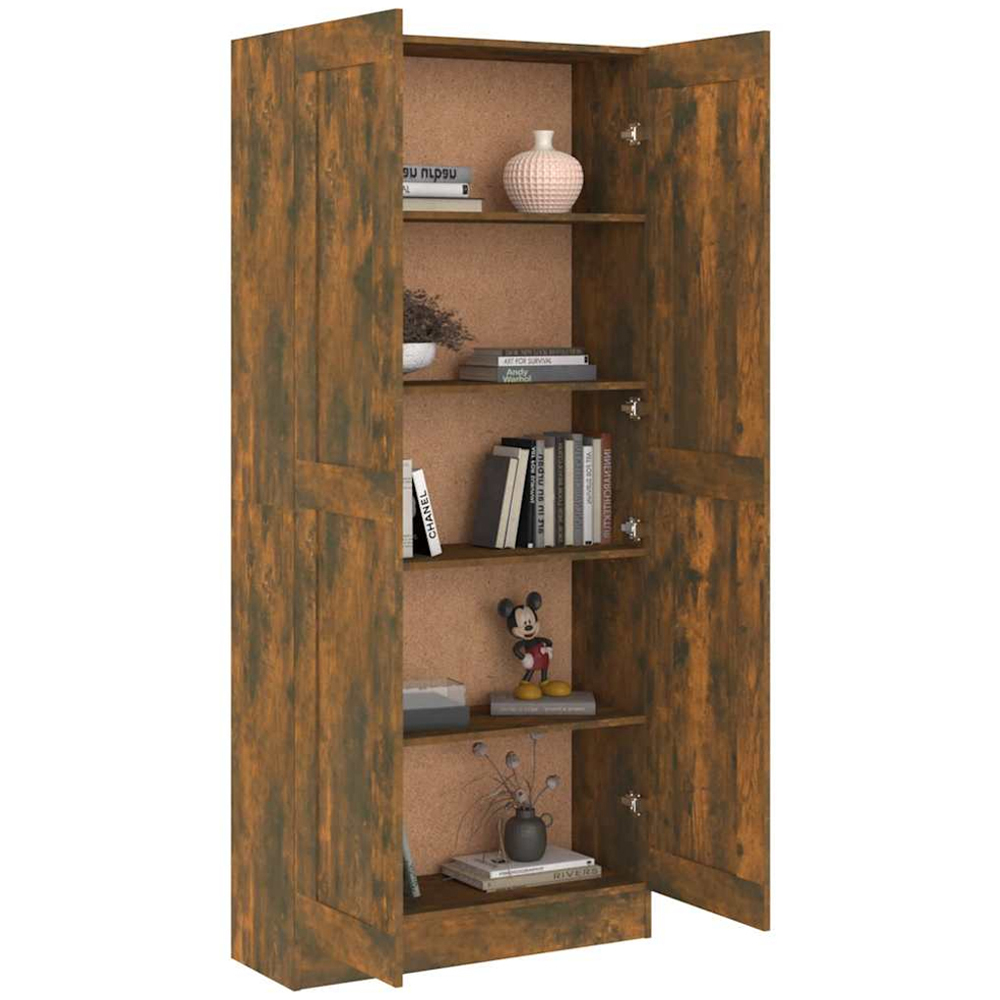 vidaXL 2 Door Smoked Oak Bookcase Image 4
