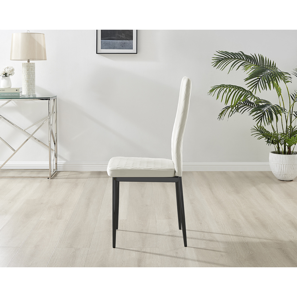 Furniturebox Valera Set of 4 Cream and Black Velvet Dining Chair Image 4