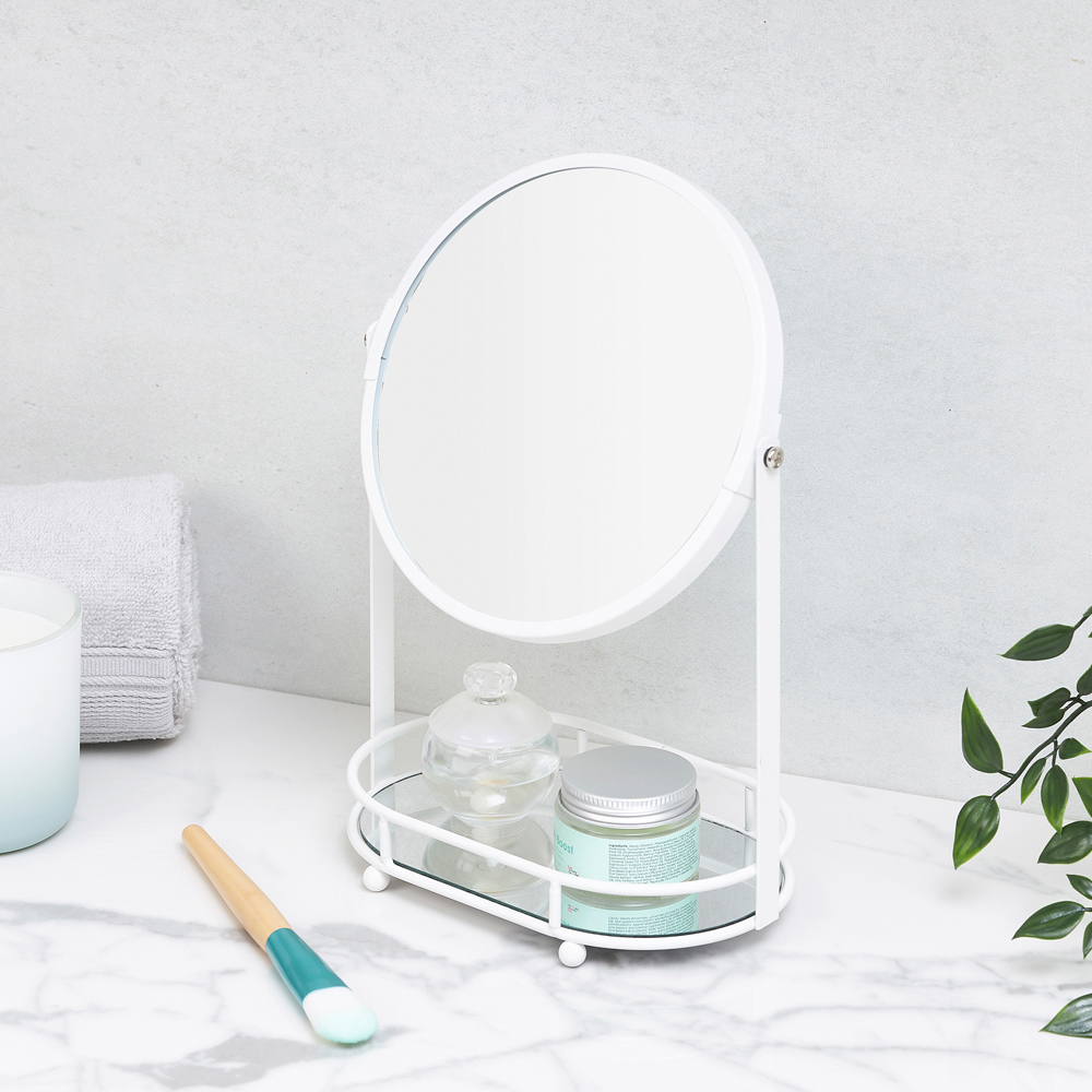Pifco White Freestanding Mirror with Tray Image 2