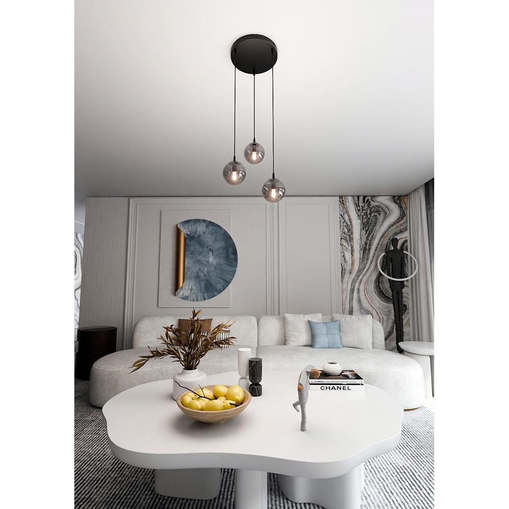 Emibig Cosmo 3 Light Graphite Shade Black E14 Ceiling Pendant Light Image 6
