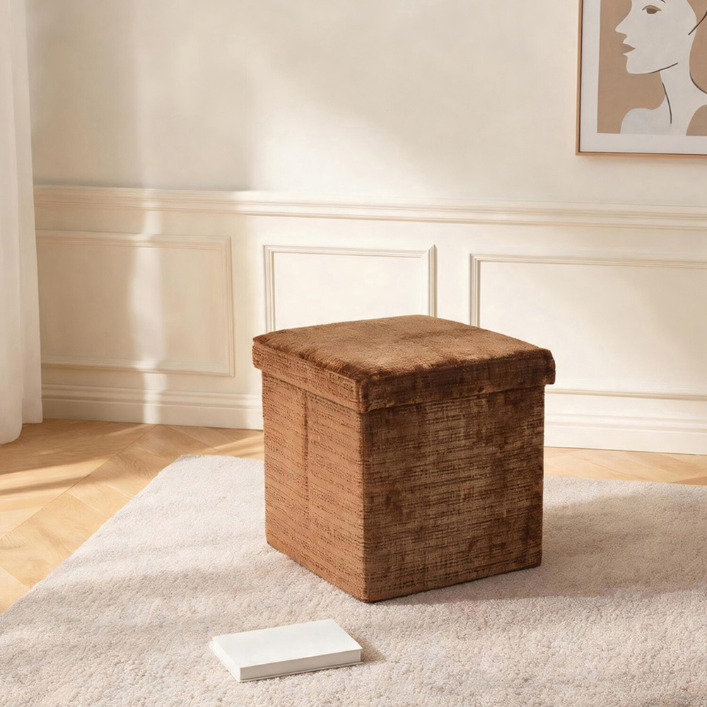 Chenille Storage Box Burnt Orange Image 3