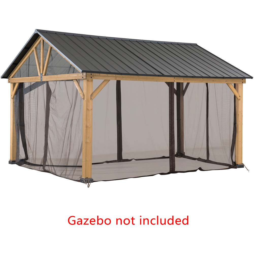 Sunjoy 3.5 x 4m Khaki Accessory Netting for Cedar Wood Gazebo (Gazebo Not Include) Image 2