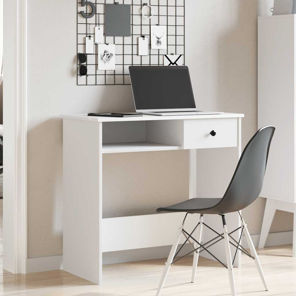 vidaXL Single Drawer Single Shelf Computer Desk White Image 9