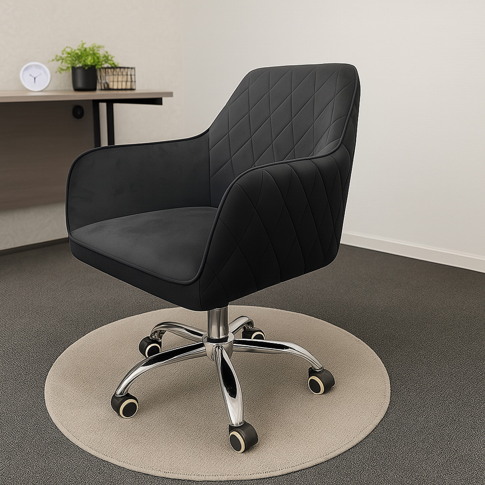 Kosy Koala Grey Wooden Office Desk with Black Velvet Upholstered Chair Image 7