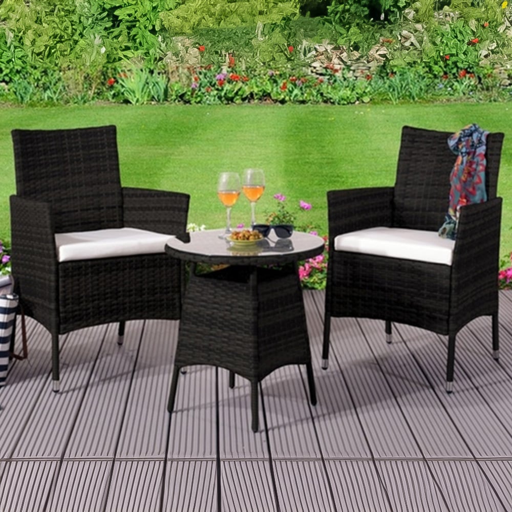 Brooklyn 2 Seater Rattan Bistro Set Black Image