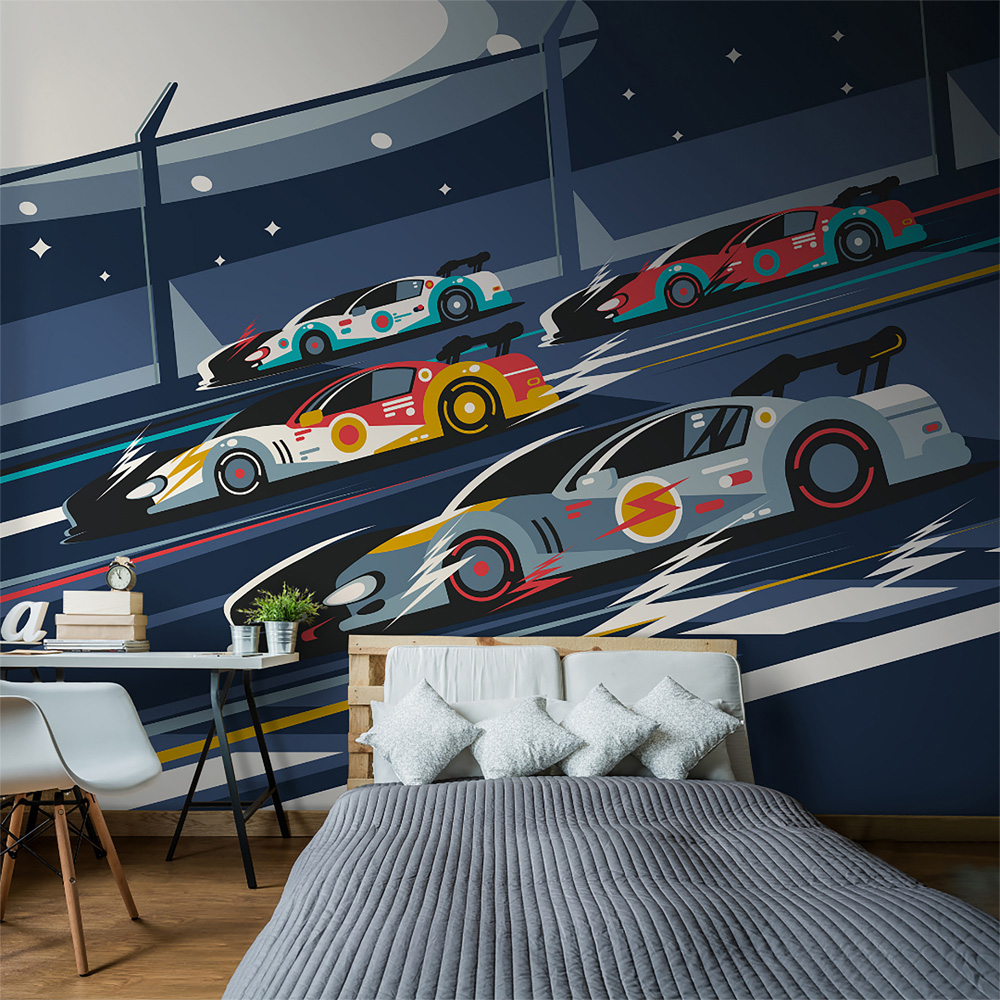 Origin Murals Sports Cars Navy Blue Wall Mural Image 1