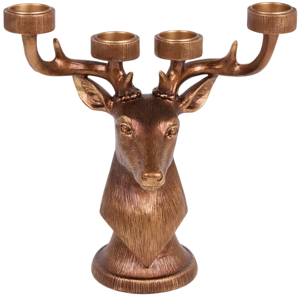 Antique Stag Tea Light Holder Bronze Image 3