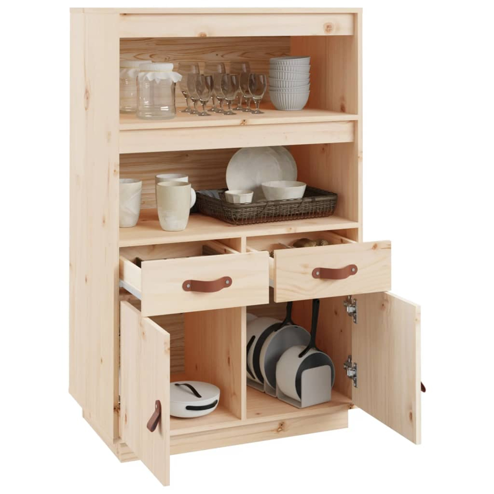 vidaXL 2 Door 2 Drawer 2 Shelf Solid Pine Wood Highboard Image 4