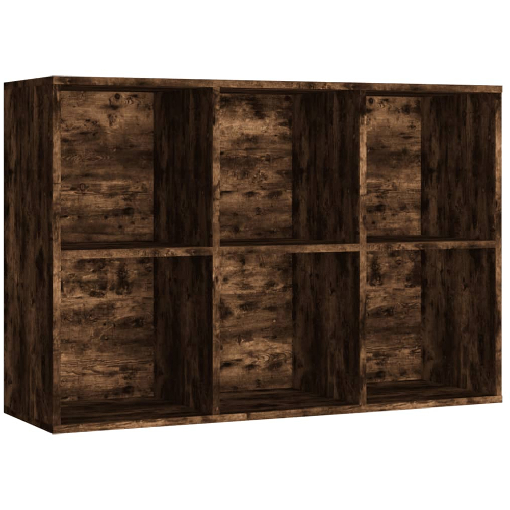 vidaXL 6 Shelf Smoked Oak Bookcase Image 4