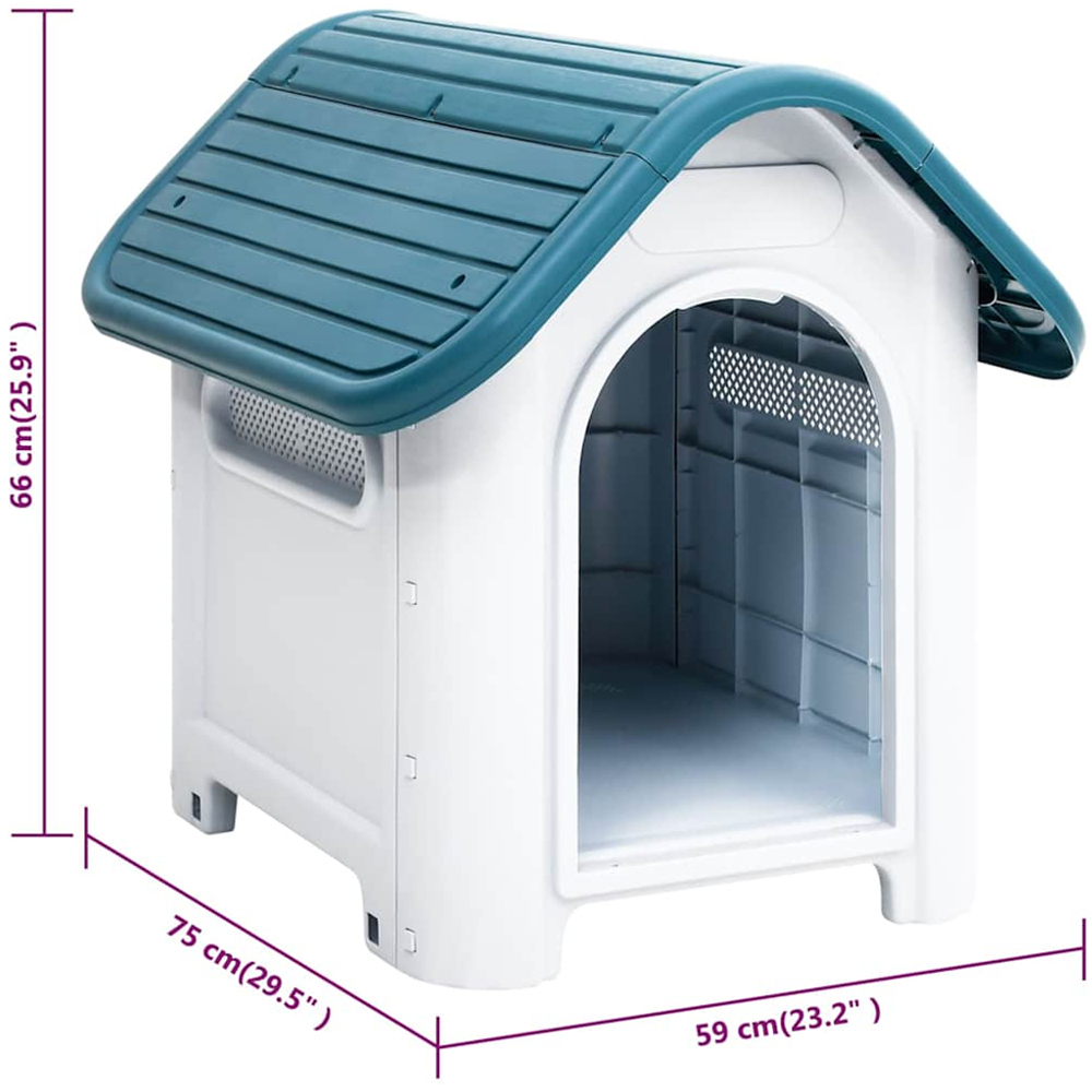 vidaXL Blue Polypropylene Dog House 66 x 59 x 75cm Image 8