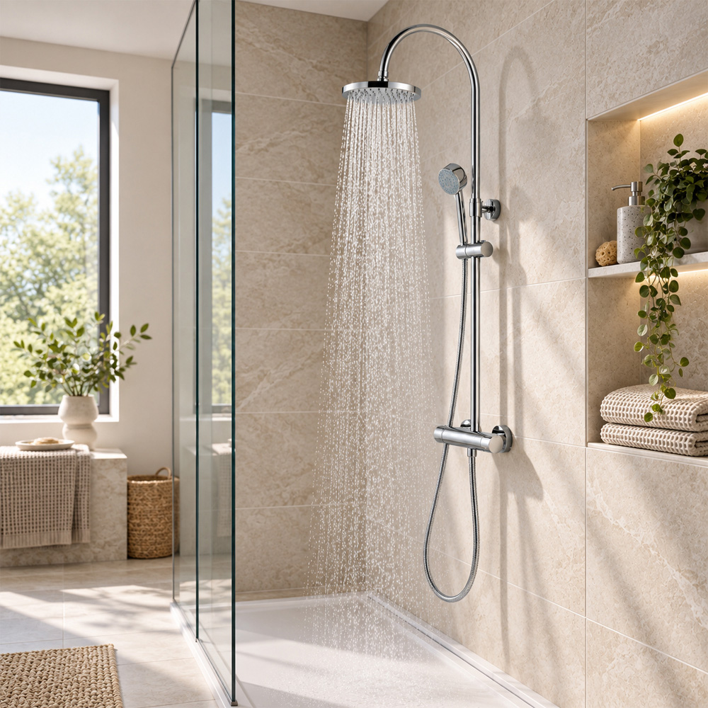 Go Bathrooms Chrome Round Thermostatic Shower Kit Image 3