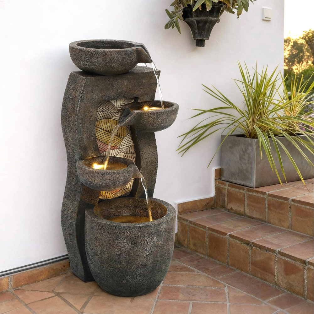 Serenity 4-Tier LED Autumn Falls Water Feature Image 2