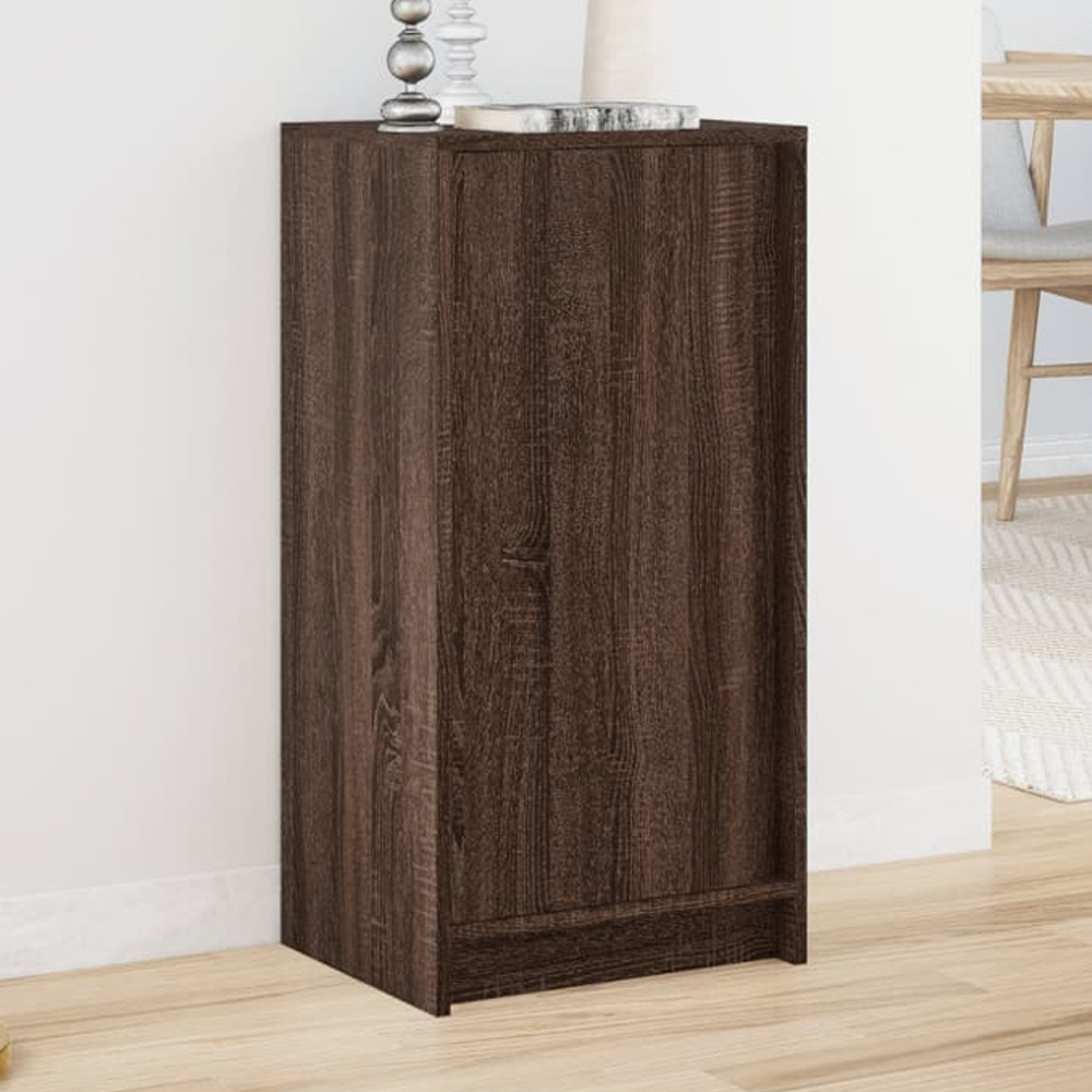 vidaXL Single Door Brown Oak LED Sideboard Image 1