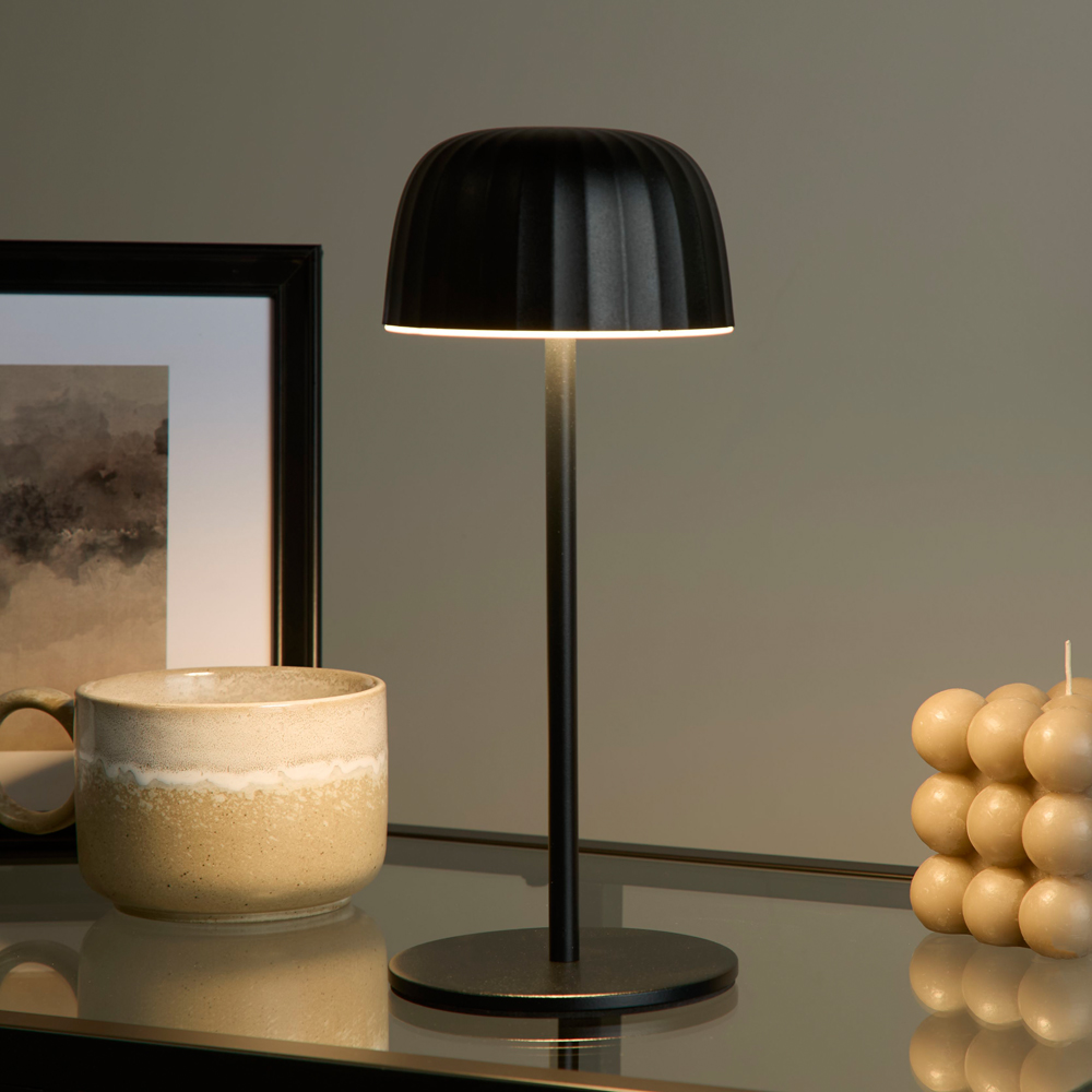 Lighting Collection Boyd Black Rechargeable LED Table Lamp Image 2