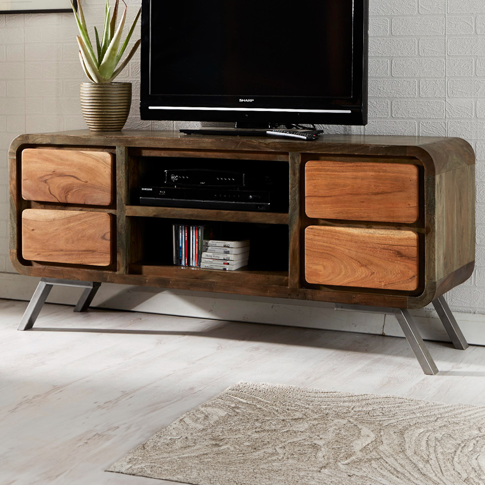 Brooklyn Aleiny 4 Drawer 2 Shelf Wooden Plasma Media Unit Image 1