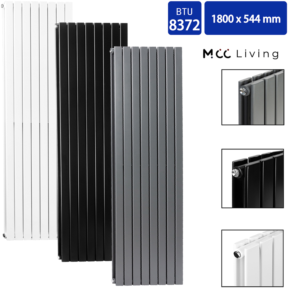 Black 8372 BTU Double Flat Panel Vertical Column Radiator 1800 x 544mm Image 4