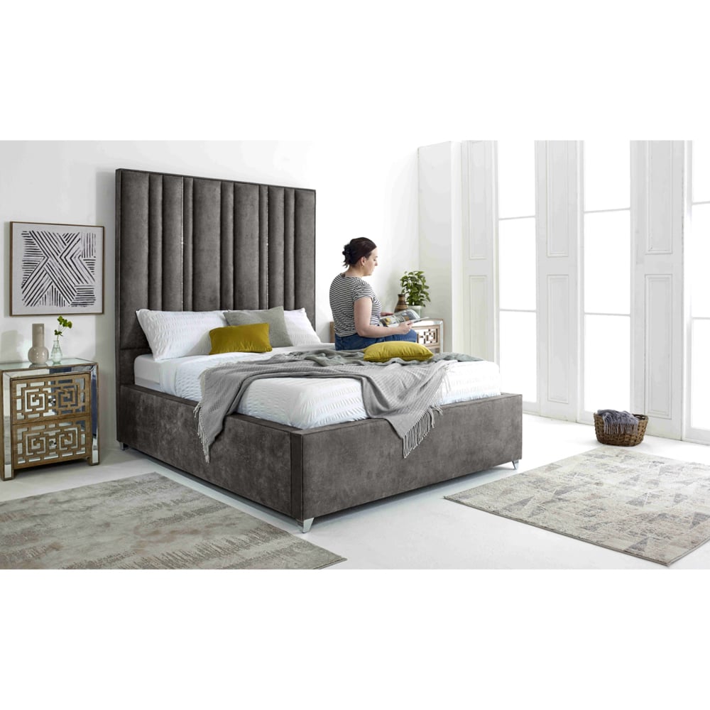 Eleganza Madrid King Size Grey Oakland Fabric Bed Frame Image 4