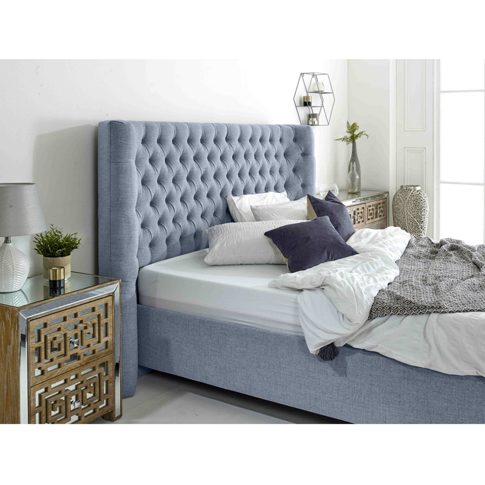 Eleganza Dinah Super King Size Dawn Grampian Fabric Bed Frame with Winged Headboard Image 2