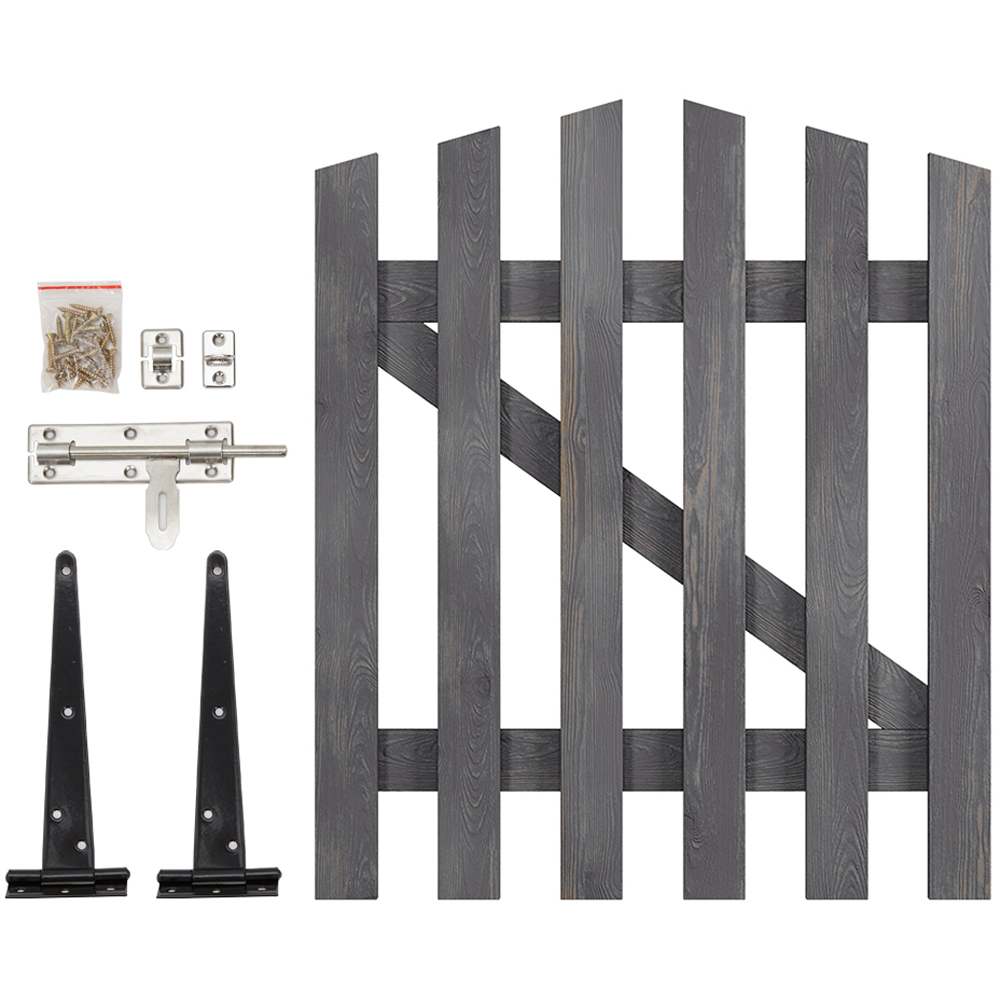 Living and Home Grey Wooden Garden Fence Door 76 x 90cm Image 4