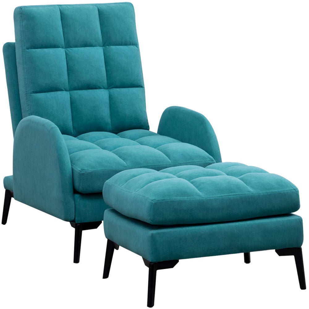 Living and Home Modern Green Leisure Armchair with Footstool Image 2
