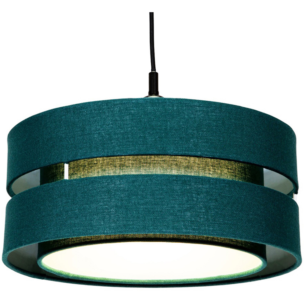 Happy Homewares 3 Tier Forest Green Linen Fabric Pendant Shade Image 3