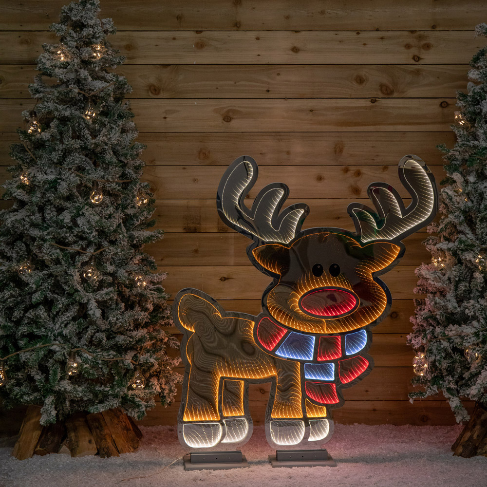 Samuel Alexander Multicoloured LED Cute Reindeer Infinity Mirror Christmas Decoration 4 x 6ft Image 9