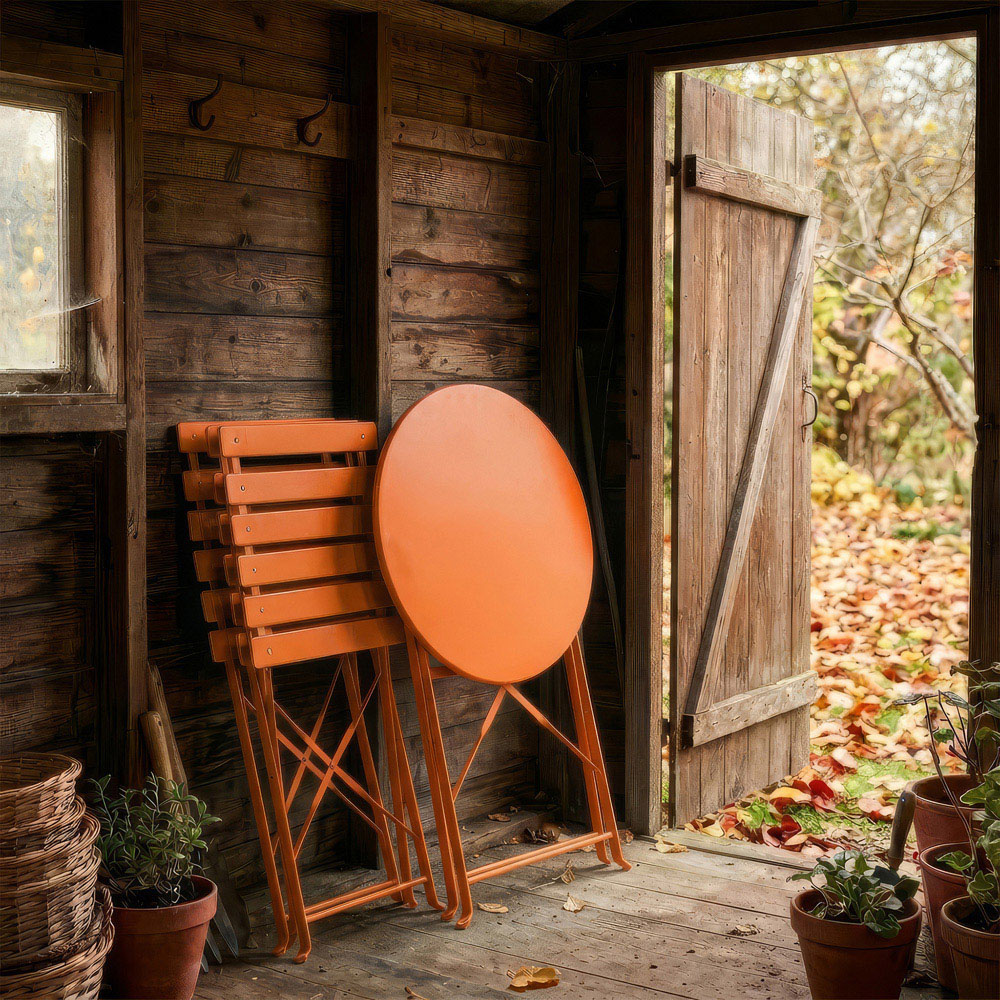 Harbour Housewares Sussex 2 Seater Orange Round Bistro Set Image 3