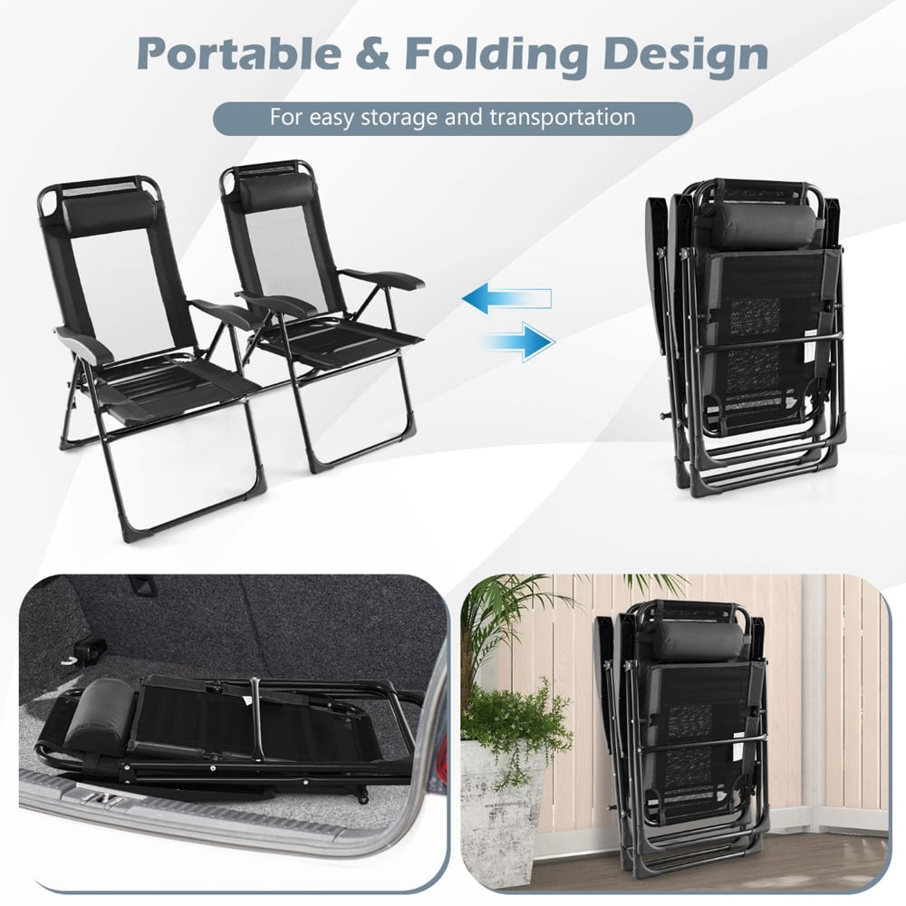 Costway Set of 2 Black Patio Folding Chair Image 6