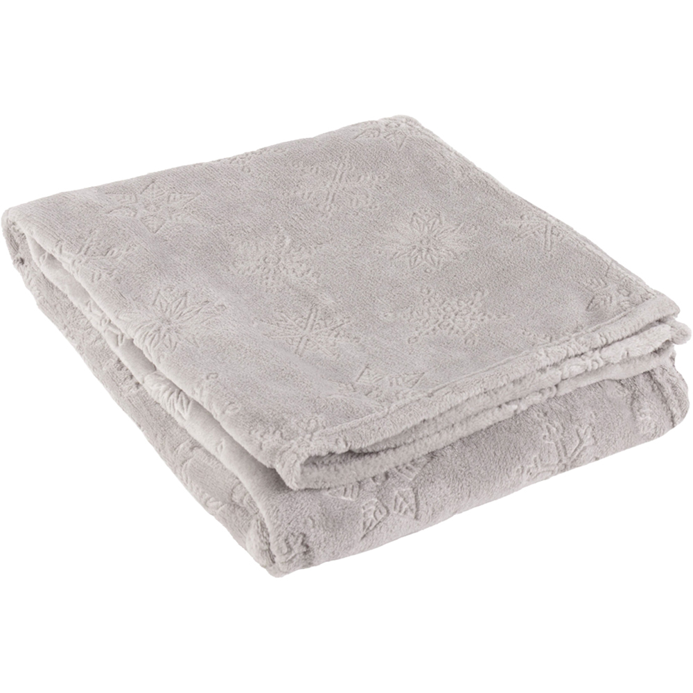 Furn Grey Snowflakes Soft Flannel Fleece Reversible Throw 140 x 180cm Image 1