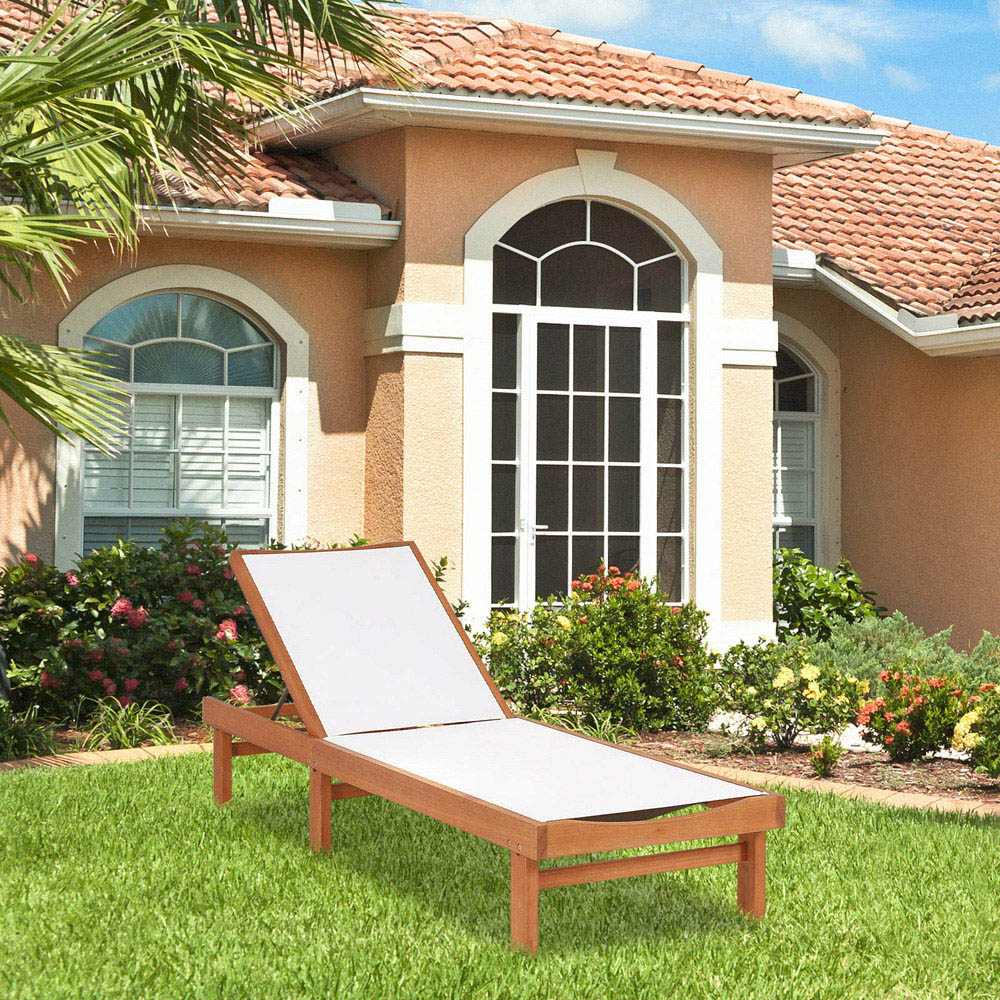 Costway White 5 Level Adjustable Sun Lounger Image 3