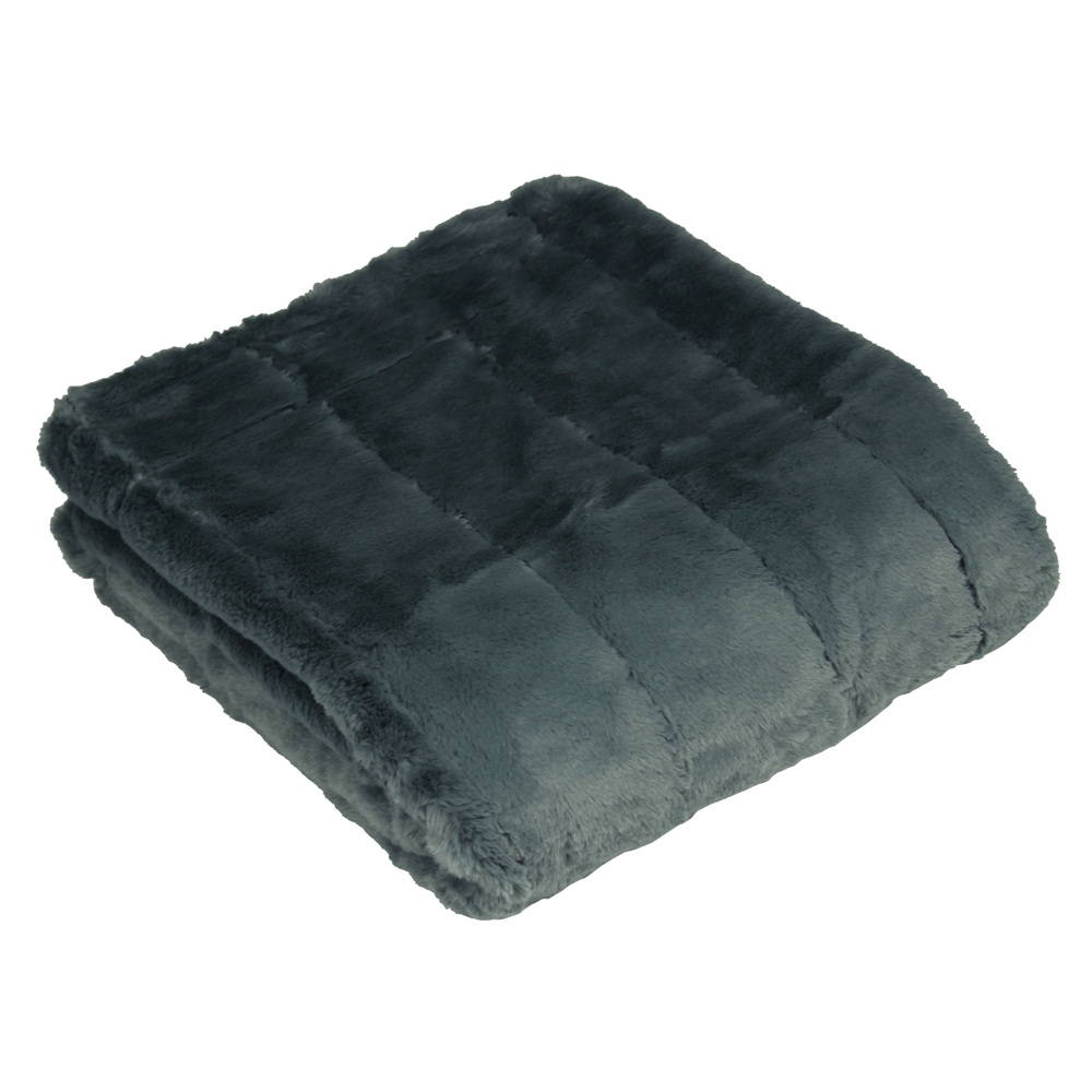 Paoletti Empress Charcoal Faux Fur Throw 130 x 180cm Image 3