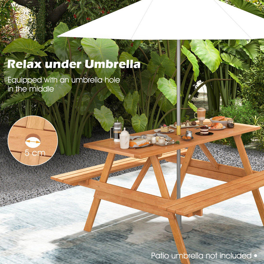 Costway 6 Seater Built In Bench and Picnic Table Image 5