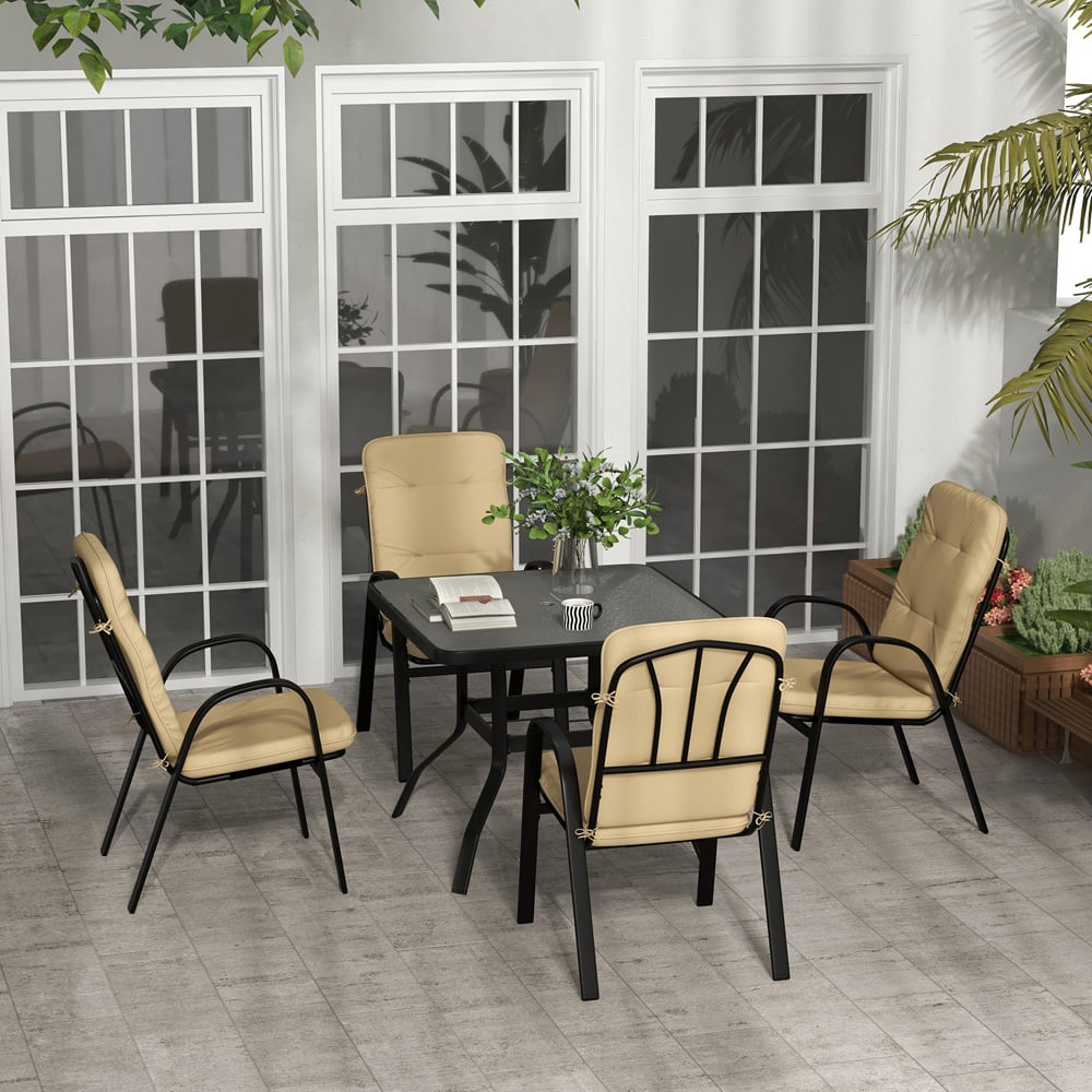 Outsunny 4 Seater Beige Outdoor Garden Dining Set Image 7
