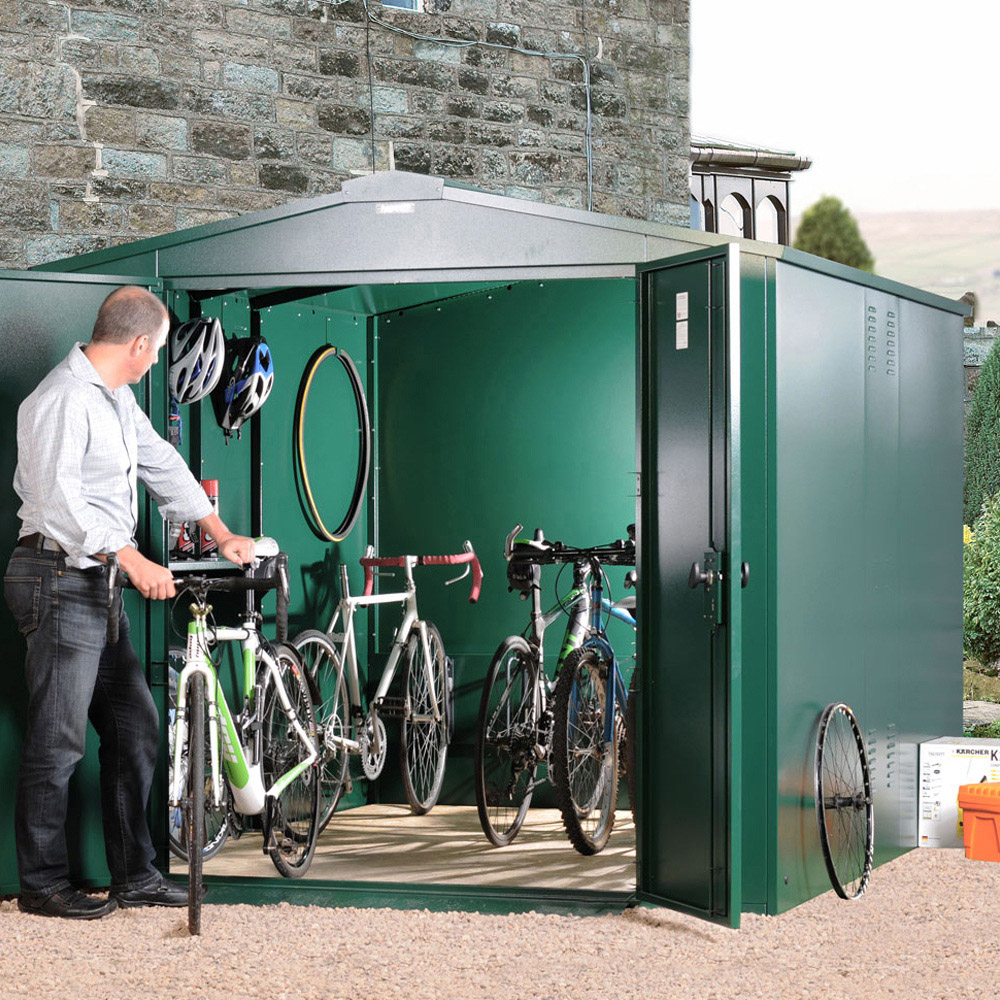 Asgard Gladiator 7 x 9ft Double Door Green High Security Apex Bike Shed Image 8