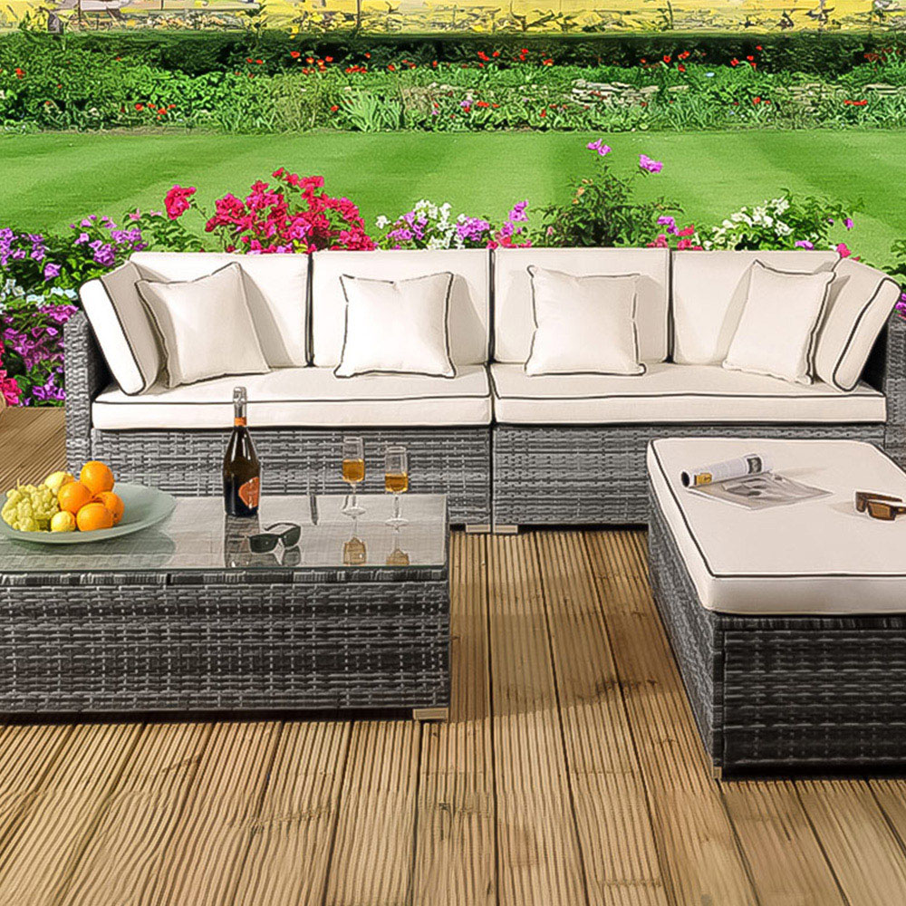 Brooklyn 6 Seater Grey Rattan Garden Sofa Set Image 2