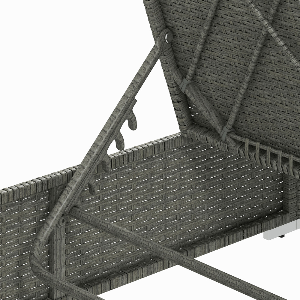 Outsunny Light Grey Wicker Adjustable Garden Chaise Sun Lounger Image 3