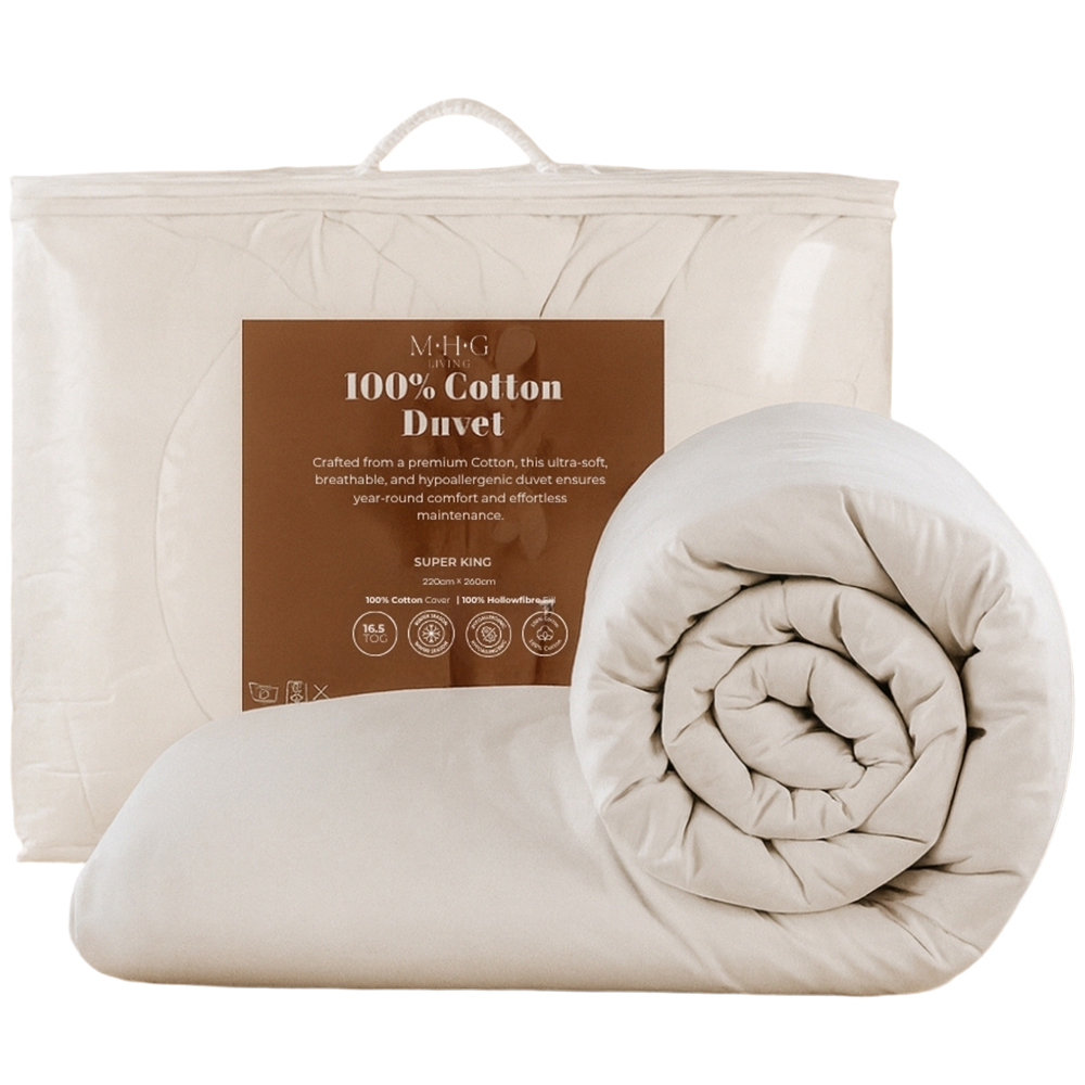 MHG Living Super King Size White Extra Warm Winter Cotton Duvet 16.5 Tog Image 1