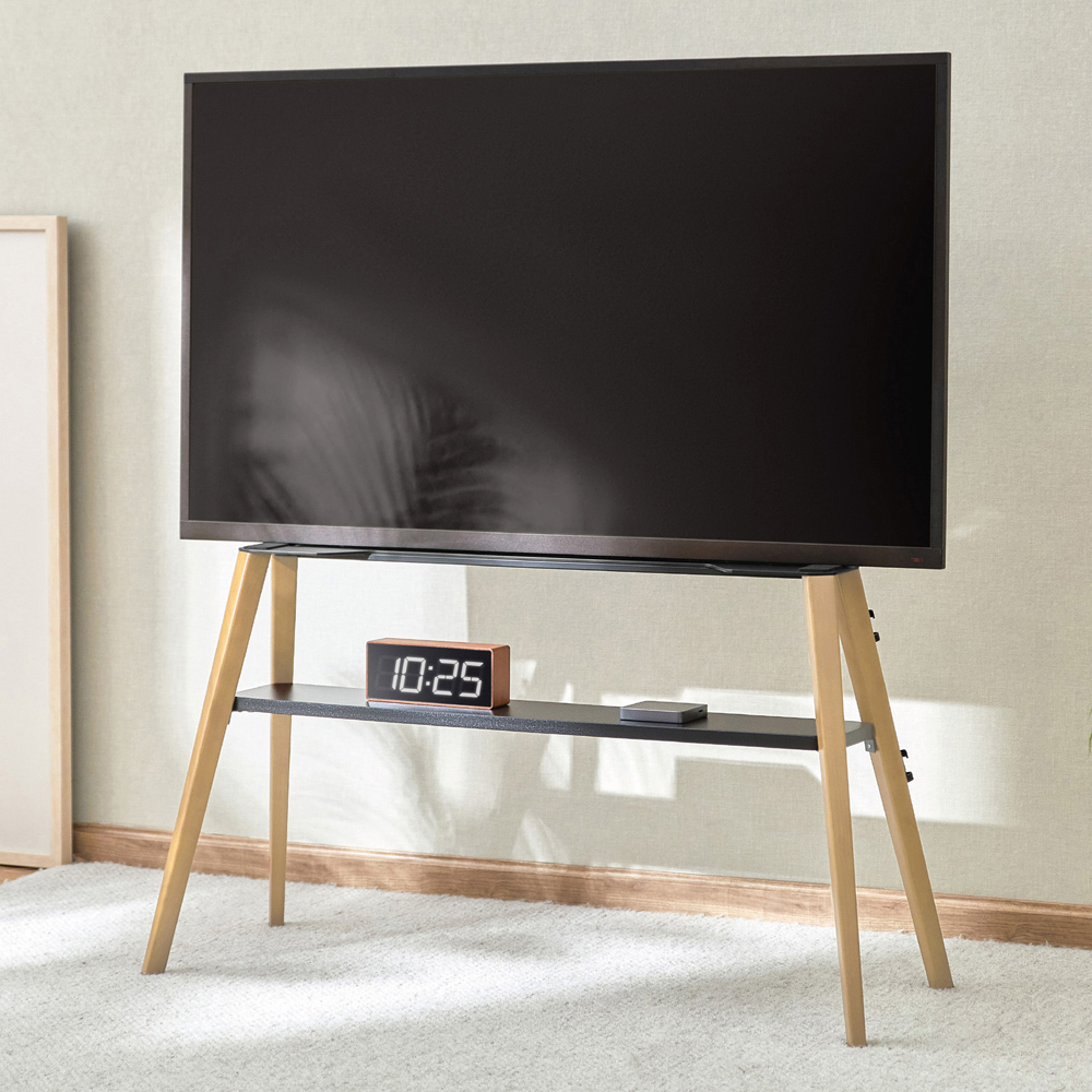 TTAP Roma Single Shelf Light Wood Easel TV Stand Image 1