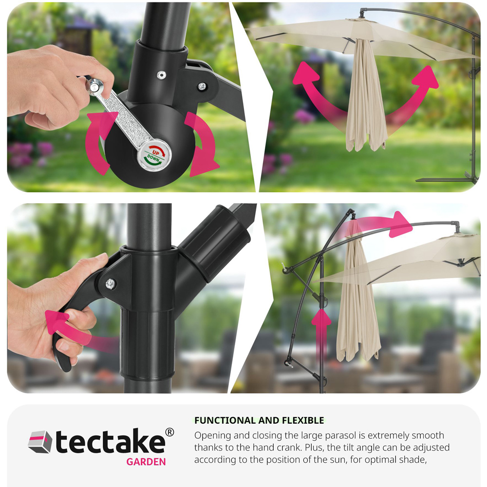 tectake Ciccio Beige Adjustable Tilt Cantilever Parasol 3.5m Image 7